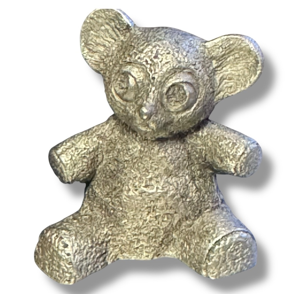 VTG Spoontiques 1983 Pewter Teddy Bears Miniature Figurine PP Silver Tone 80s